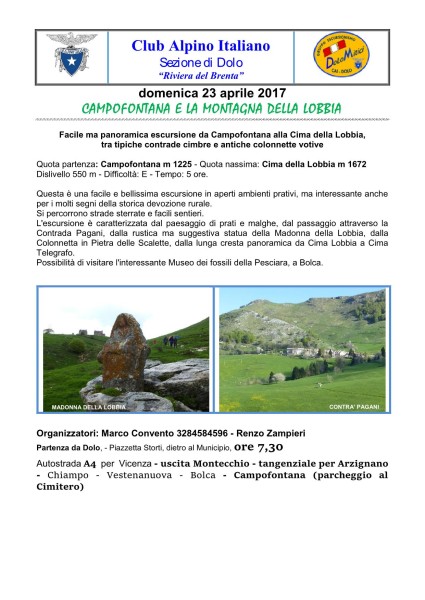Escursione  a Campofontana - Cima Lobbia 23/aprile/2016